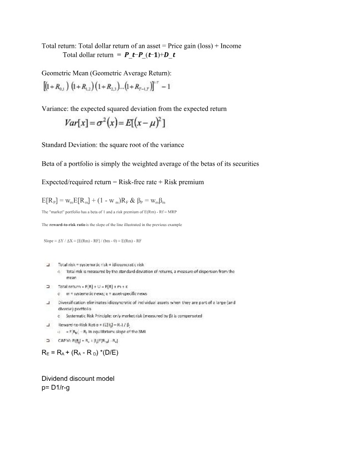 Total Return, Geometric Mean, and Variance