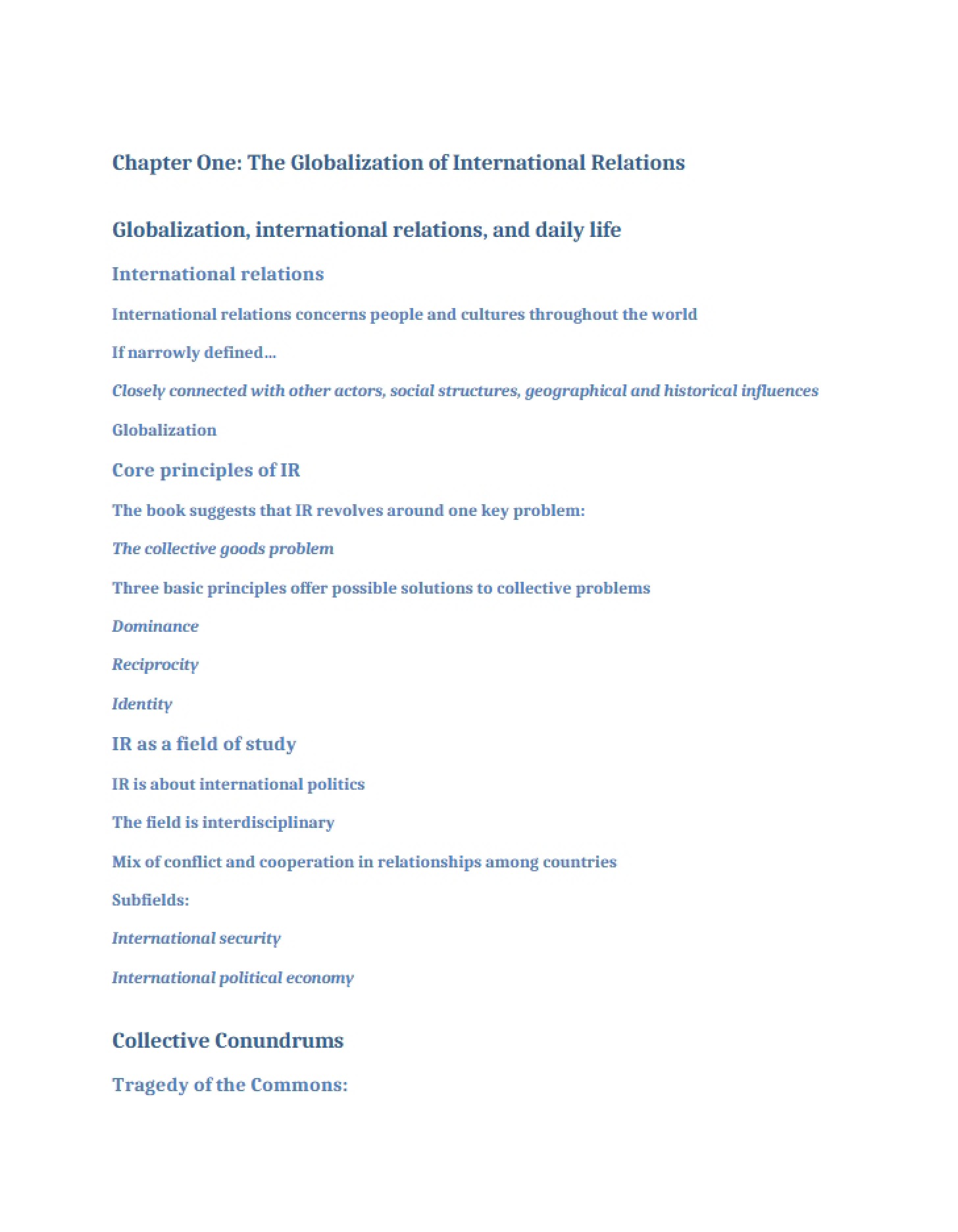 International Relations Globalization