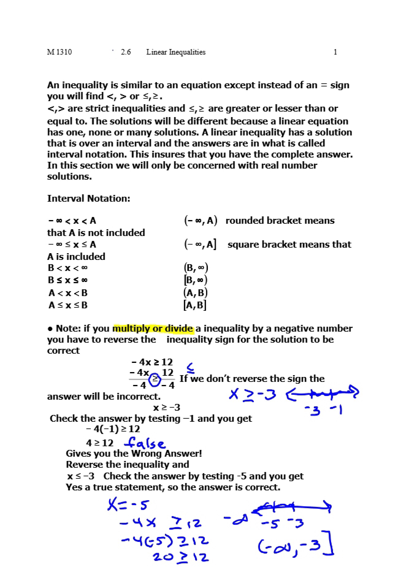 Linear Inequality Solutions
