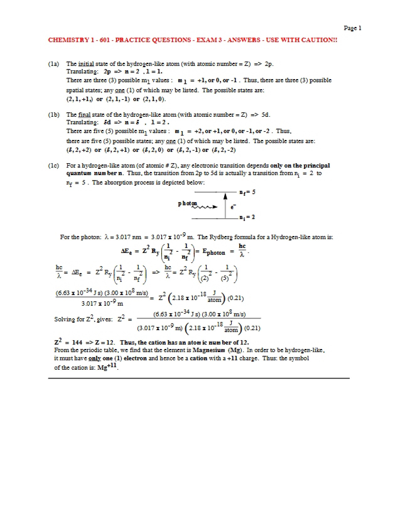 Solutions for Third Practice Exam