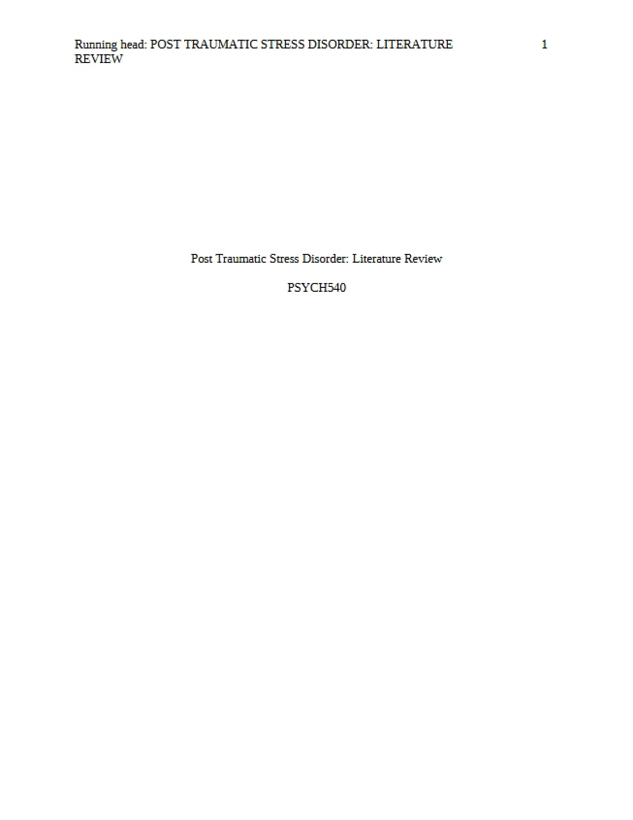 Literature Review on PTSD