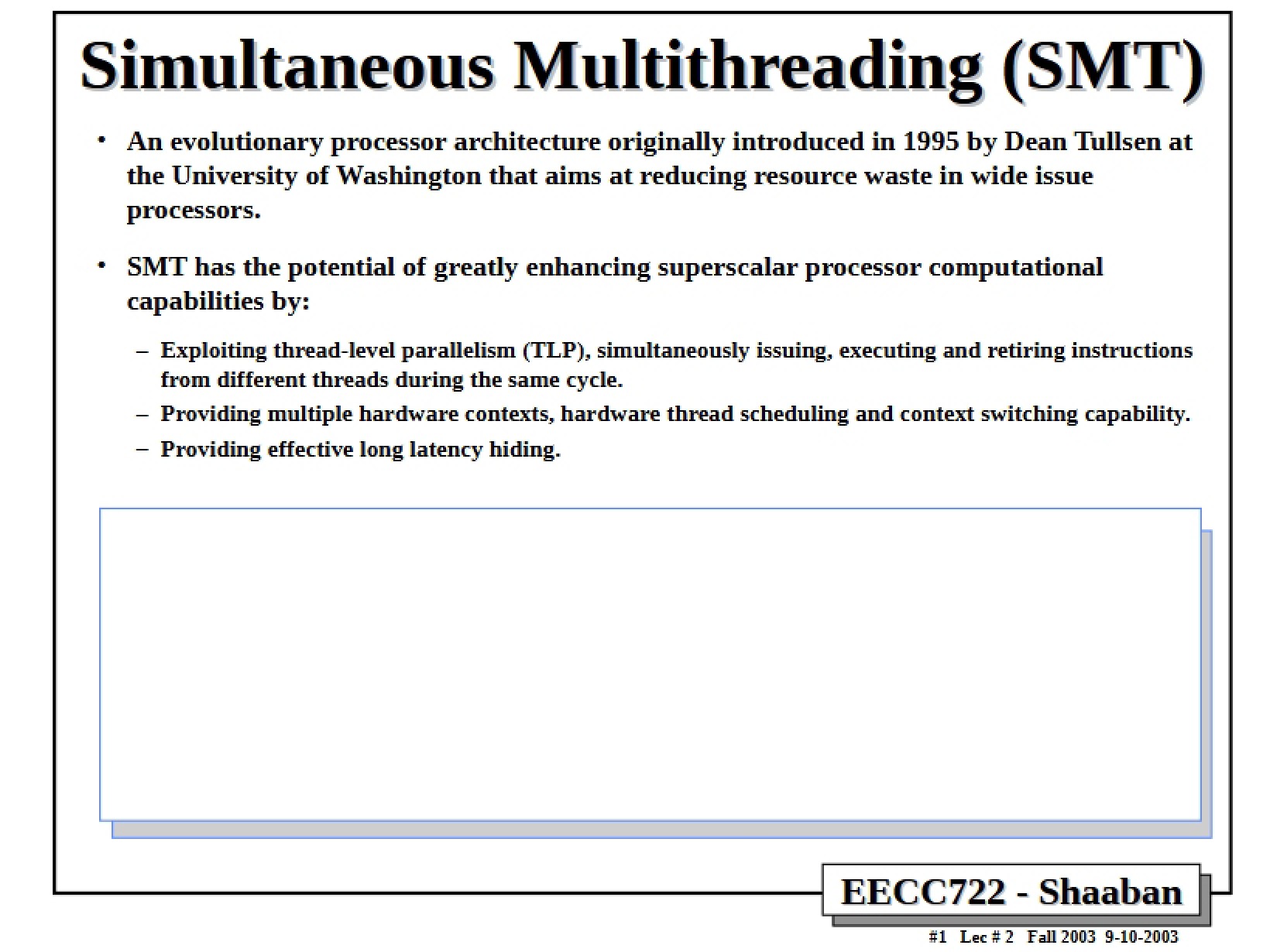 SMT Simultaneous Multithreading