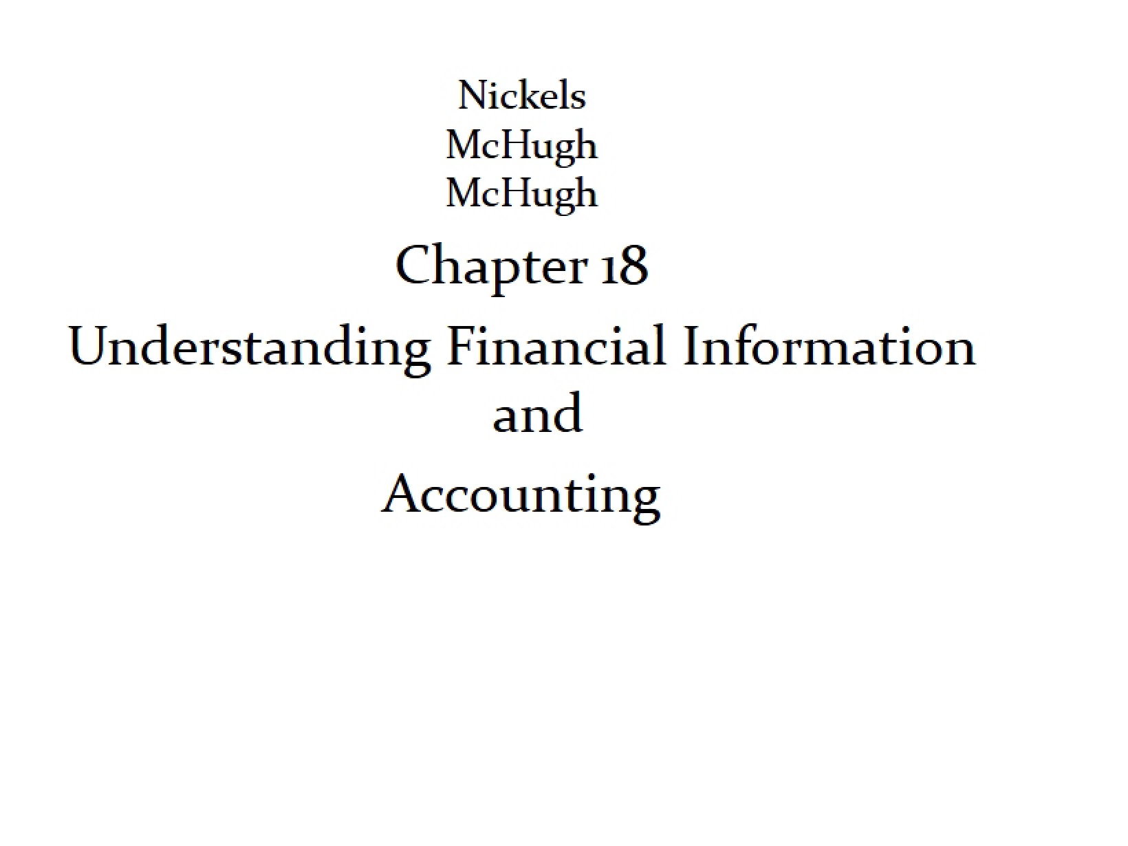 Accounting and Financial Info (Ch 18)