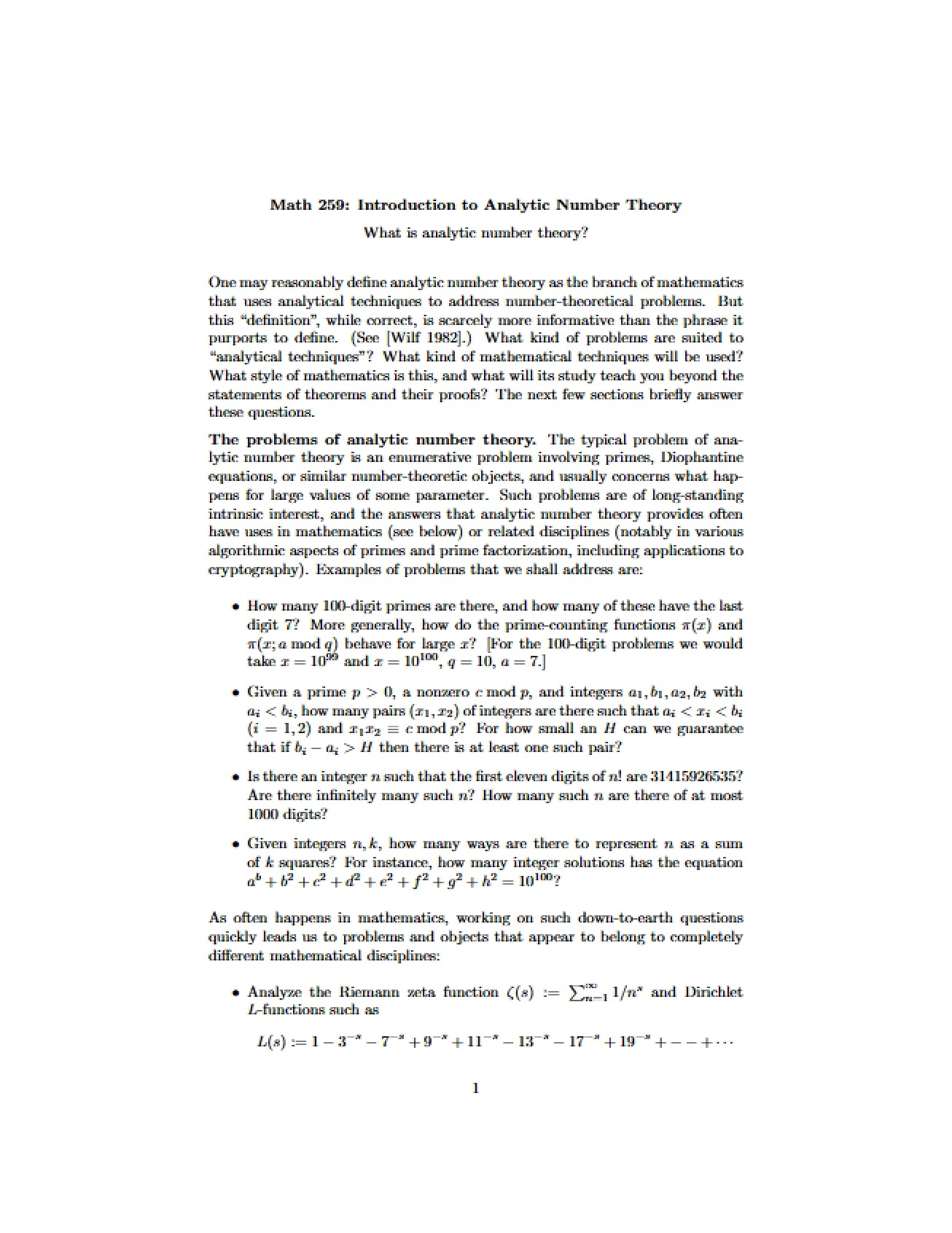 Number Theory Analytic Principles