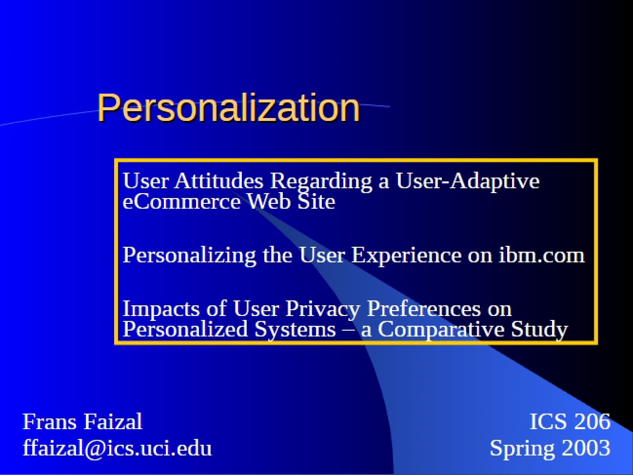 Presentation by Frans Faizal