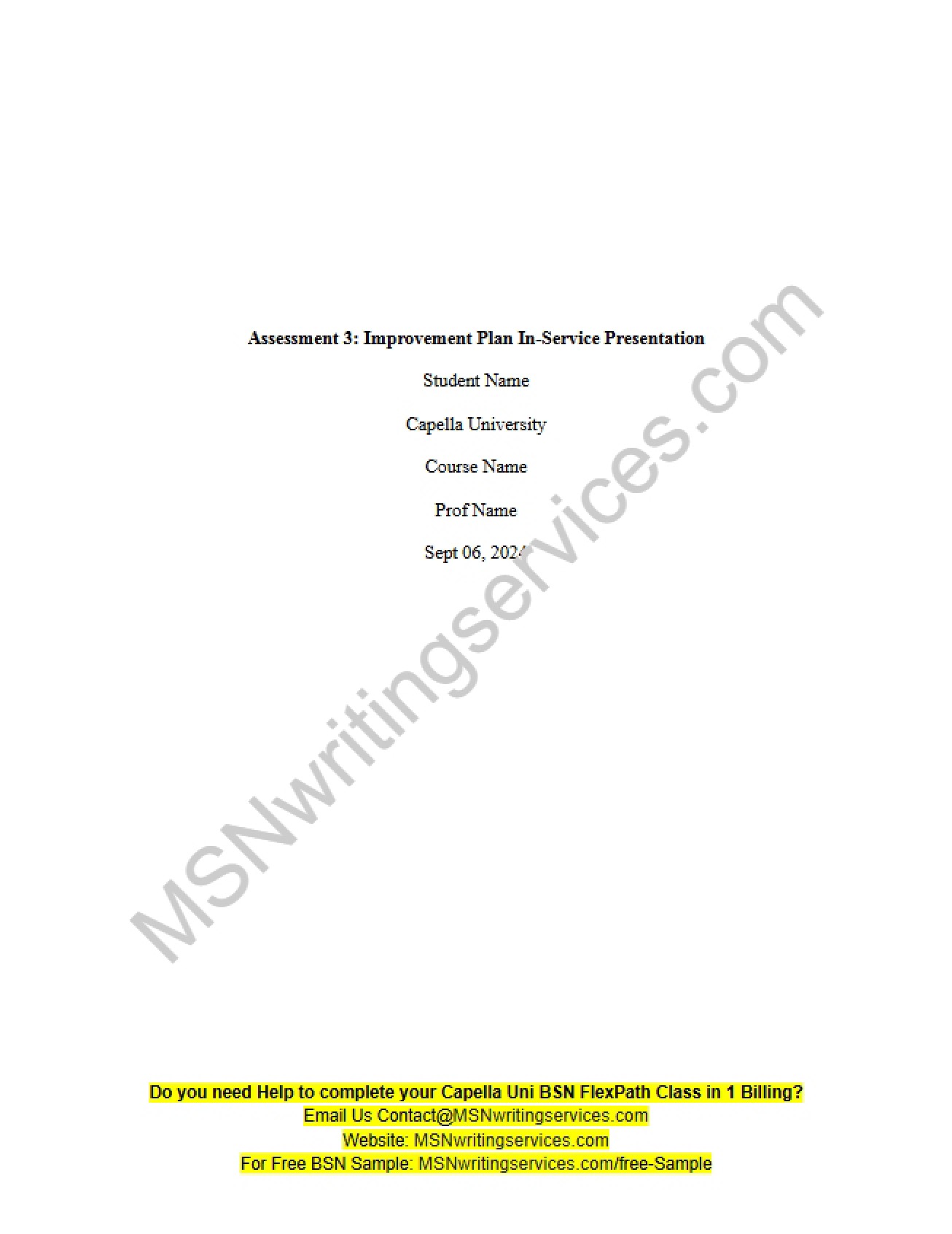 In-Service Presentation for Improvement Plan (Assessment 3) - 6 Pages