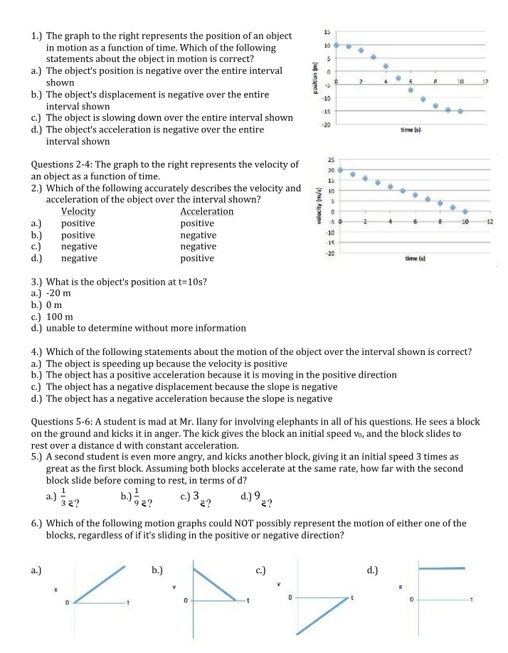 Position, Velocity, and Acceleration Problems