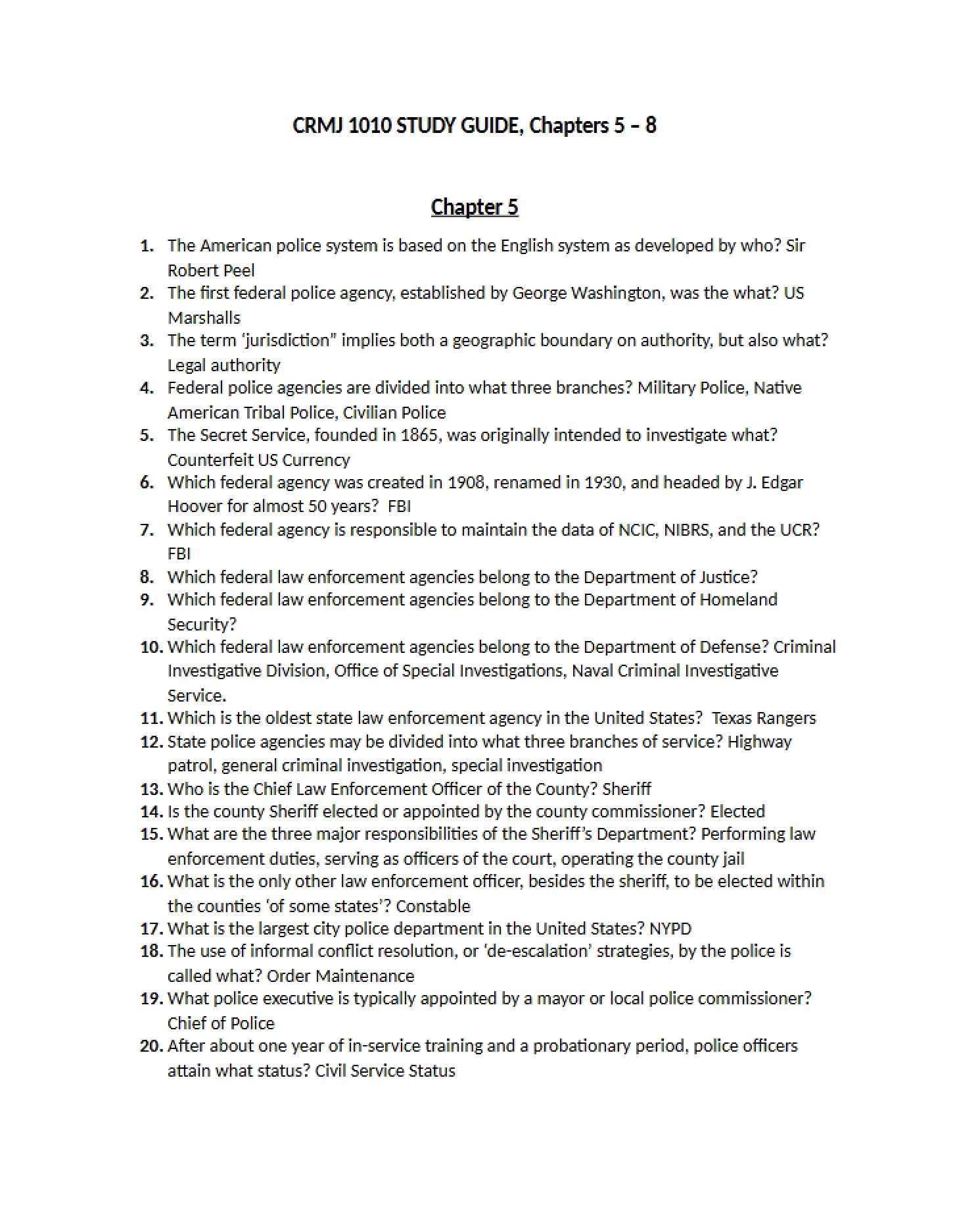 Chapters 5-8 Study Guide