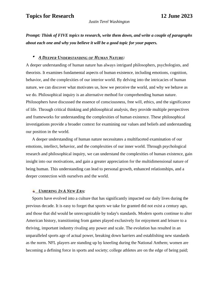 Research Paper Topics