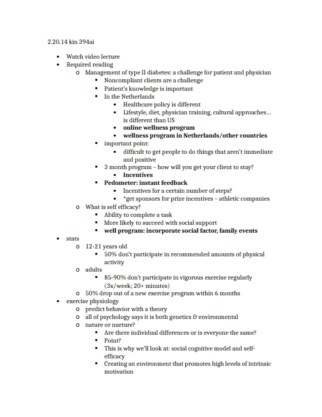 Class Notes from February 20, 2014
