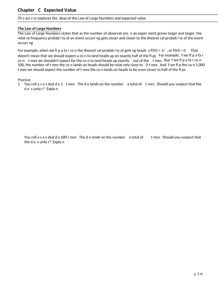 Law of Large Numbers and Expected Value