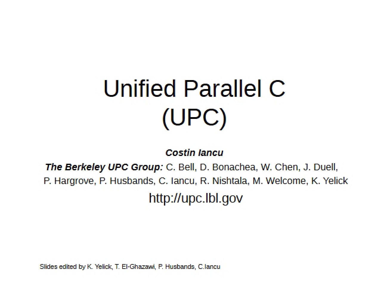 UPC Programming Language Overview