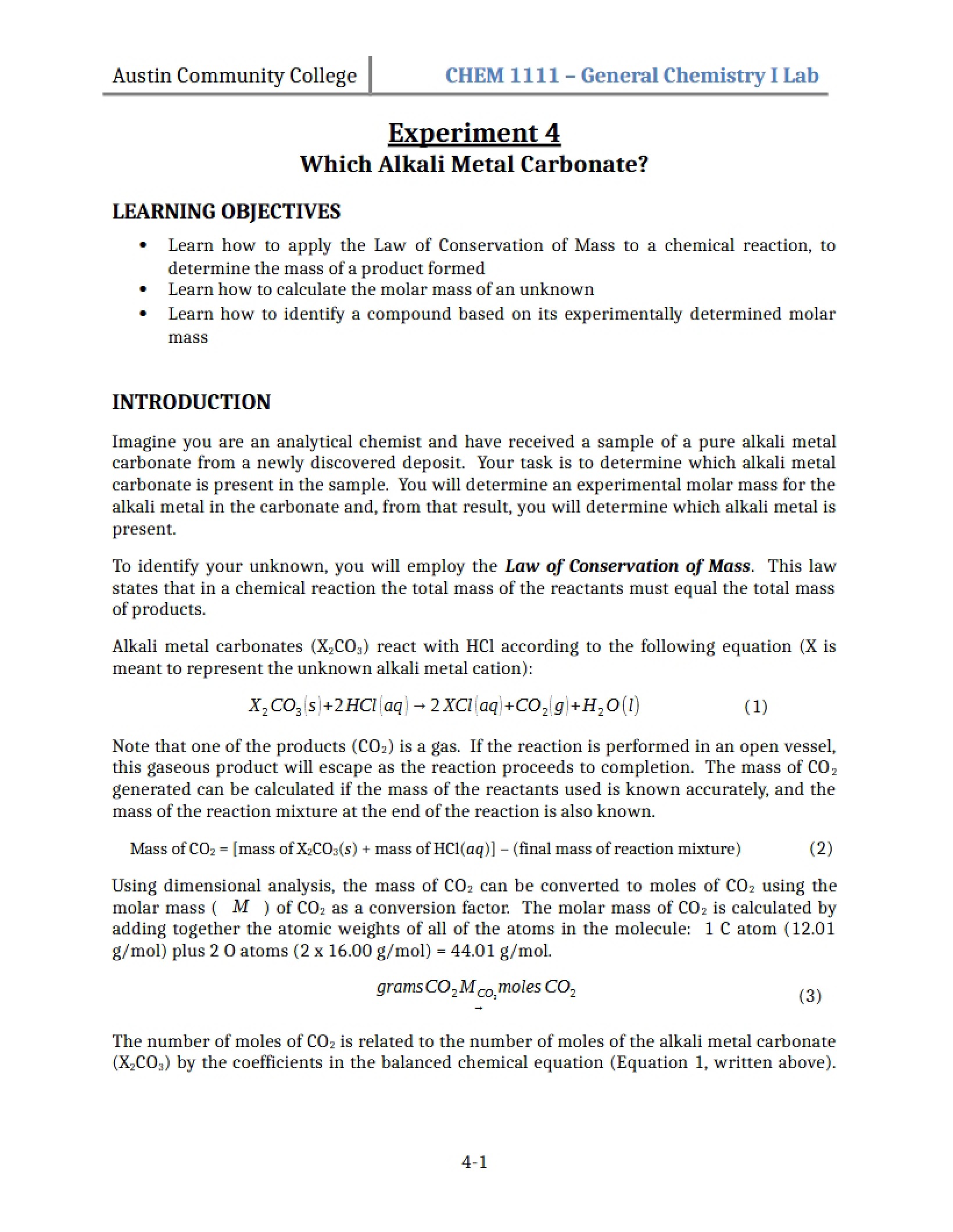 Identifying Alkali Metal Carbonates