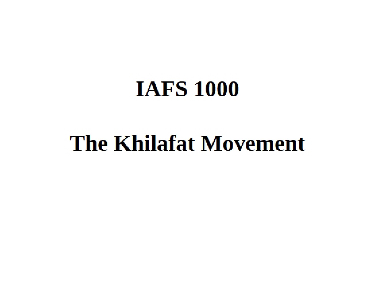 Khilafat Movement