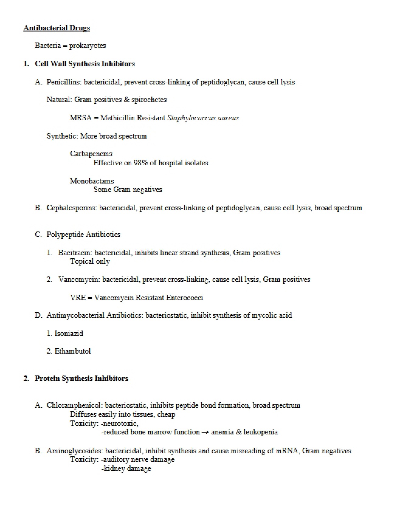Introduction to Various Antibacterial Drugs