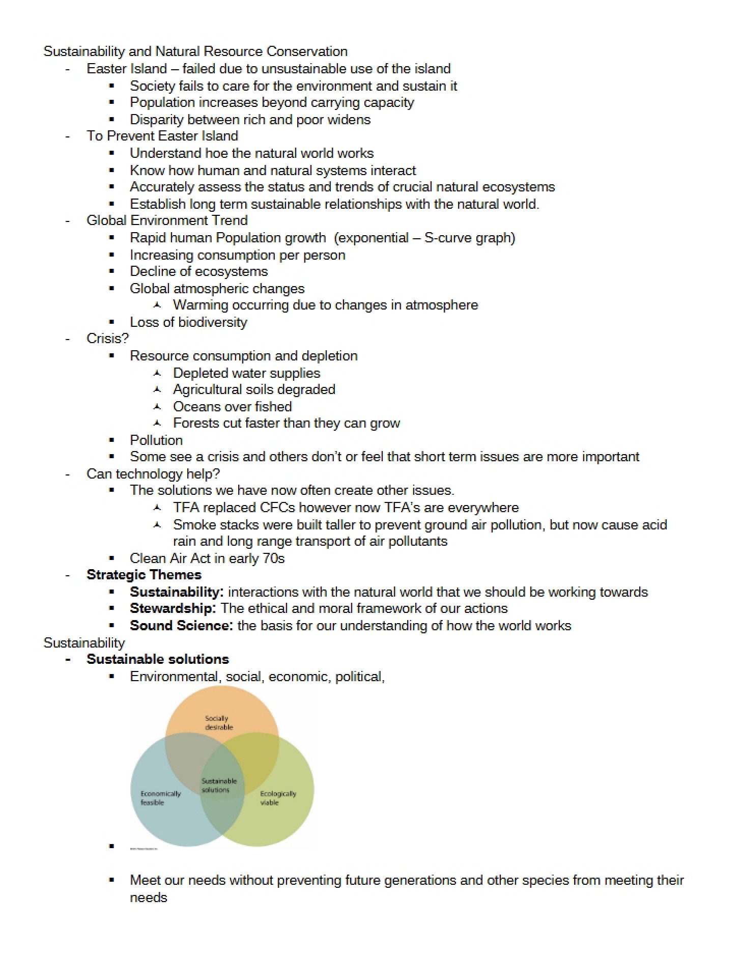 Conservation of Natural Resources and Sustainability