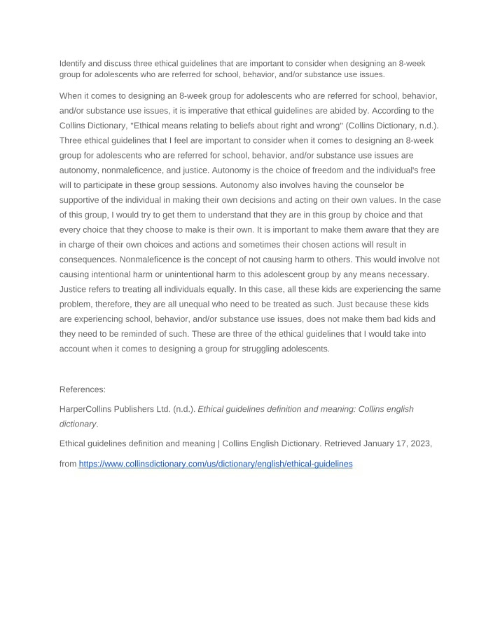 Designing an Ethical 8-Week Adolescent Group