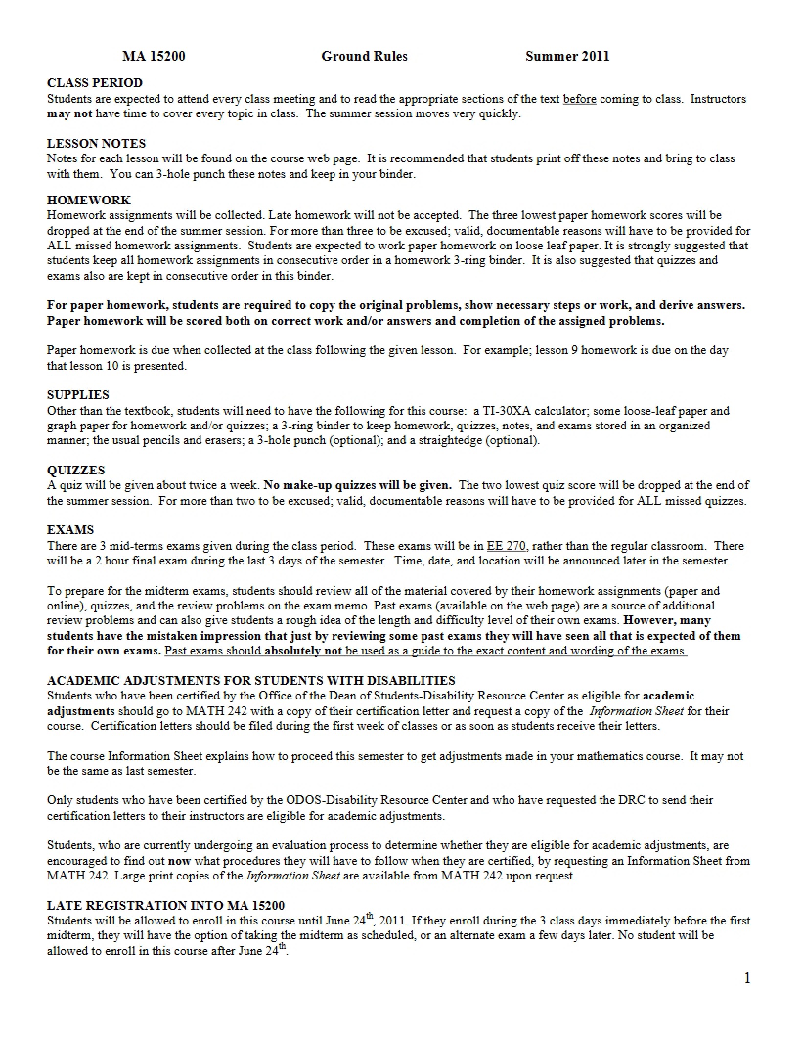 Operational Rules