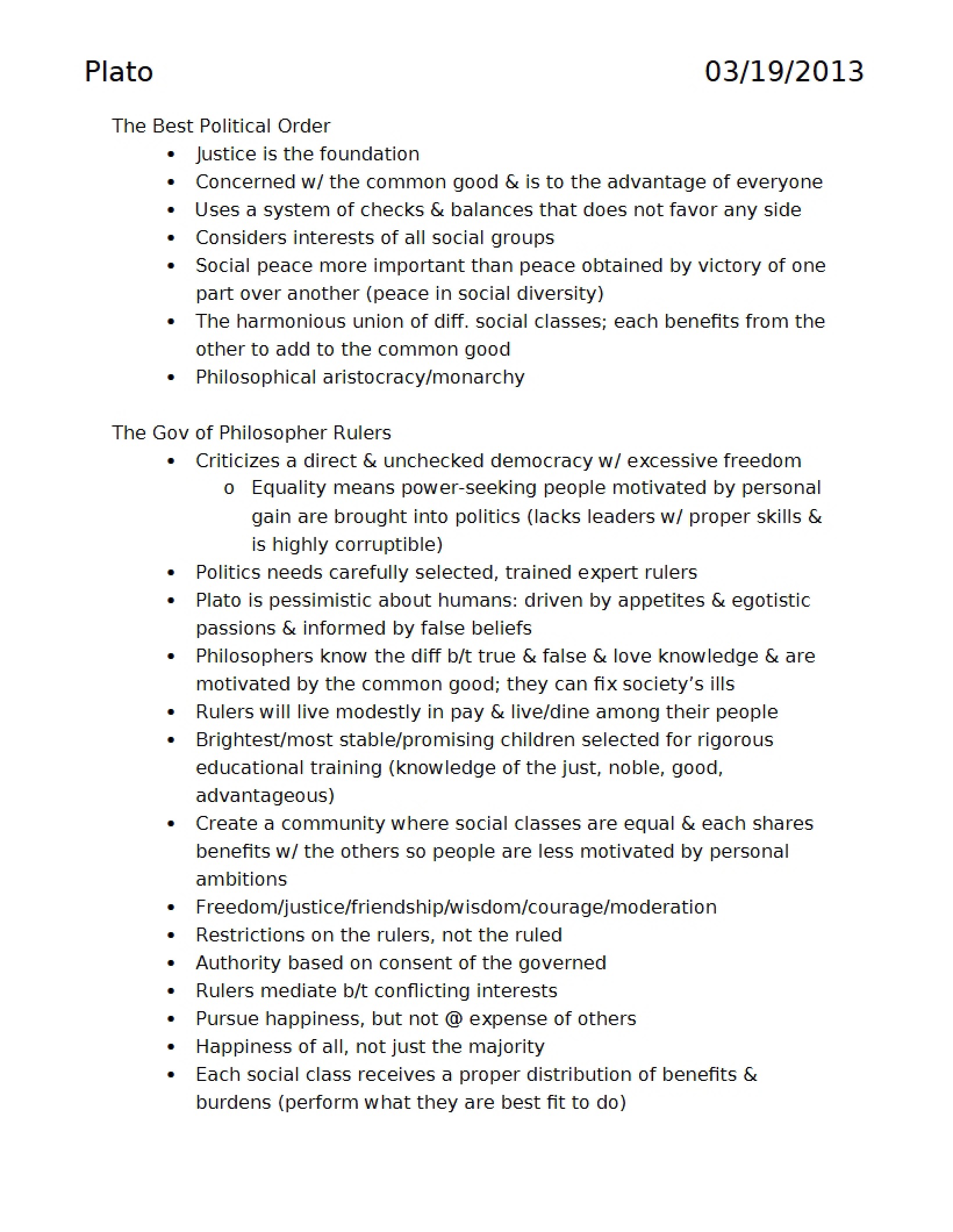 Notes on Plato