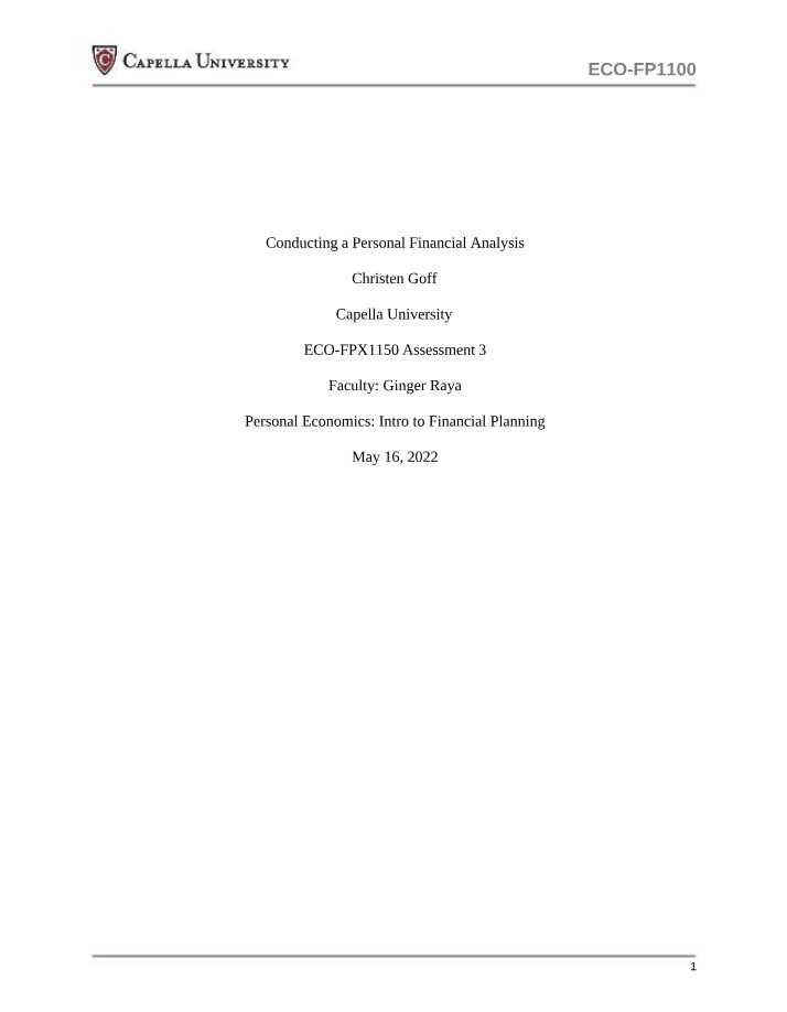 Assessment 3 for ECO-FPX1150