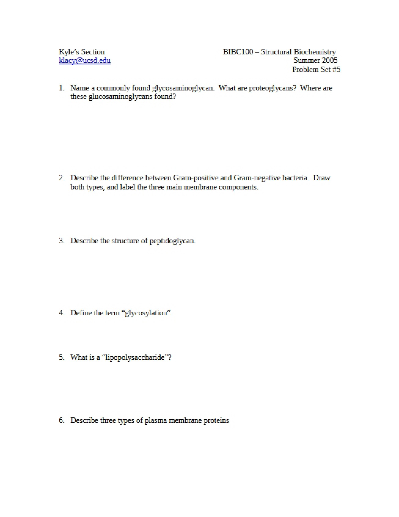Fifth Problem Set