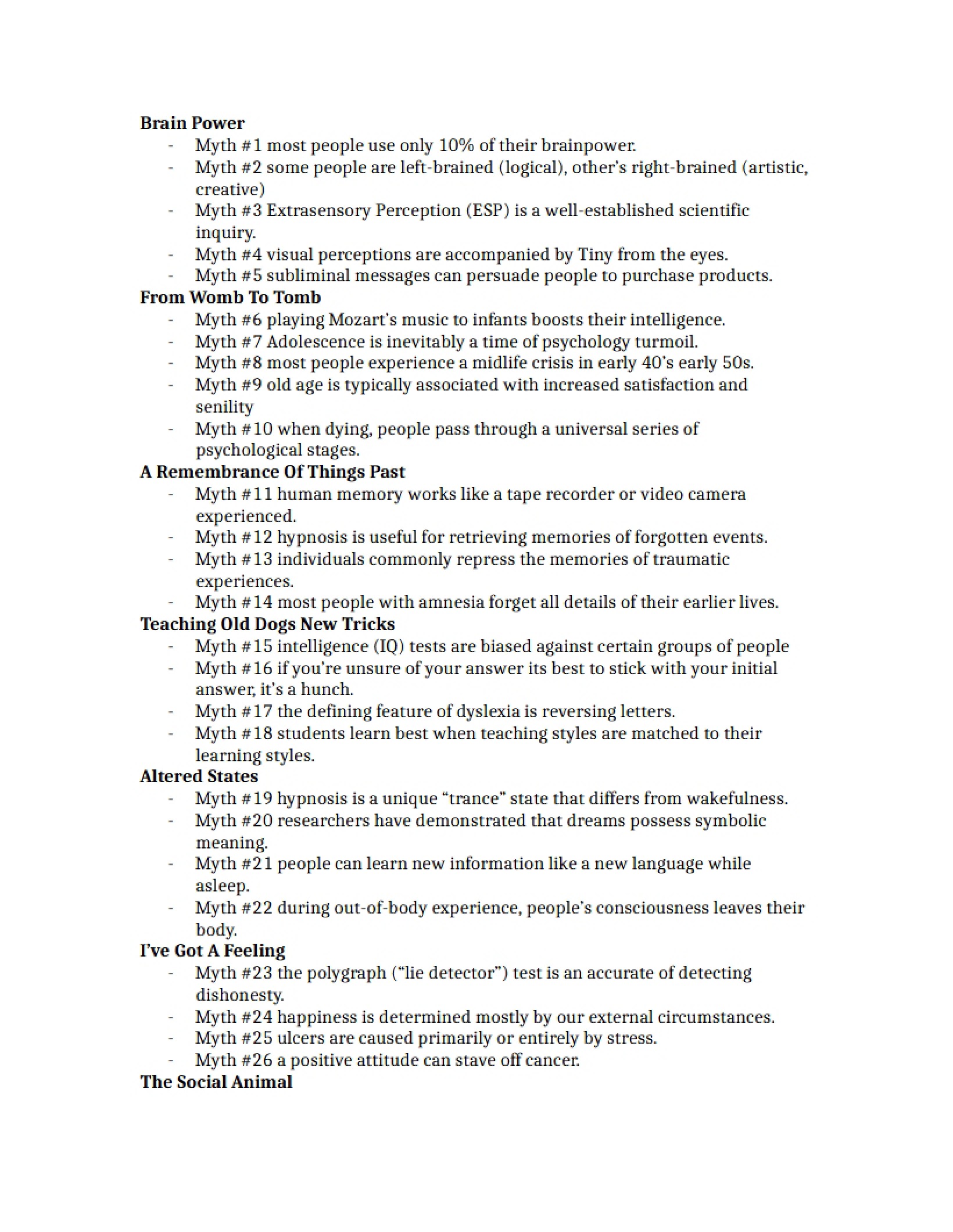 Notes for Psychology 233