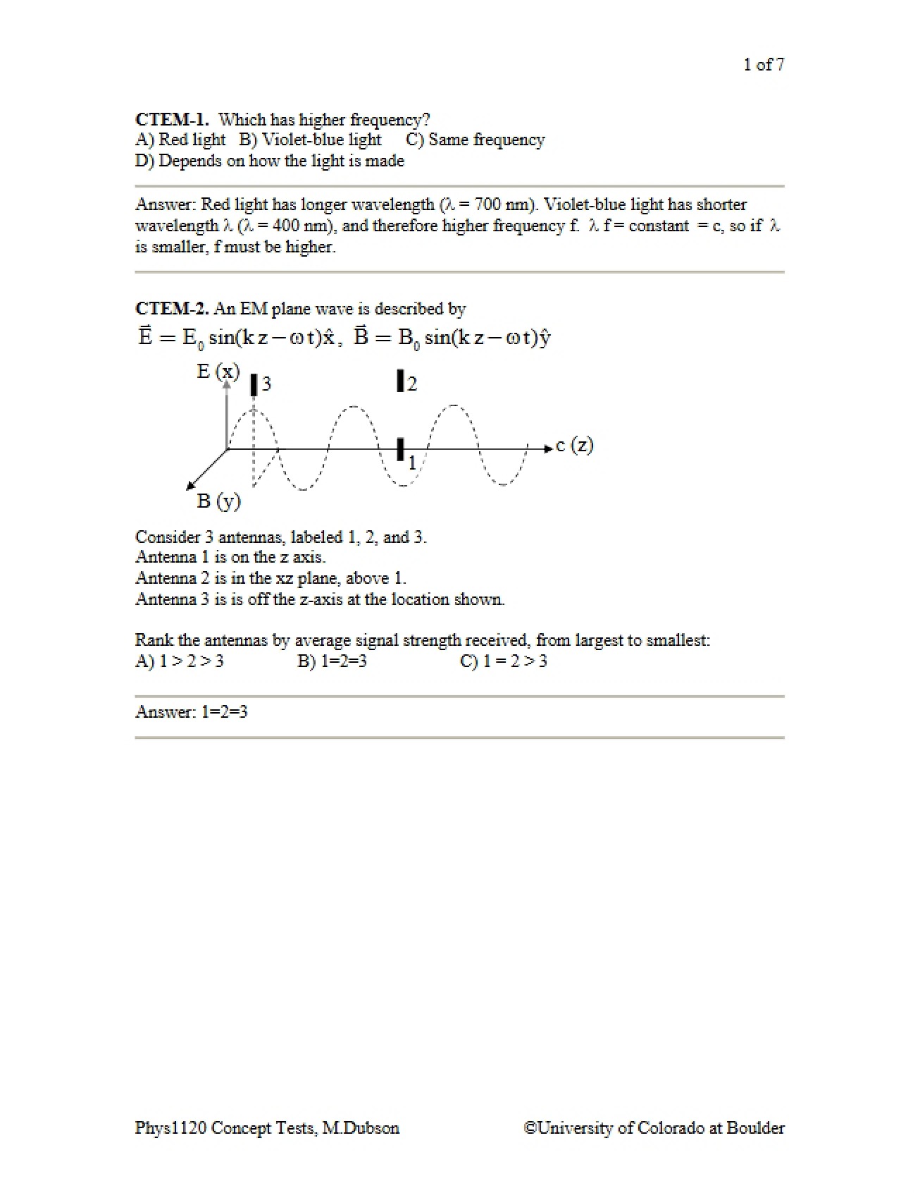 EM Waves Problems with Key