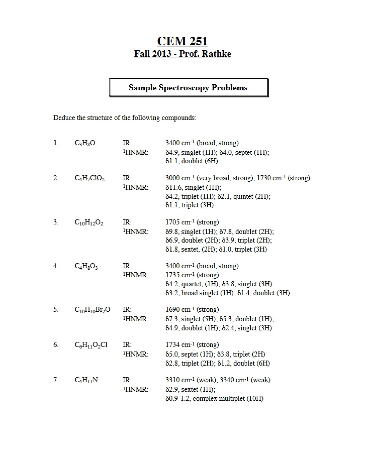 Spectroscopy Sample Problems