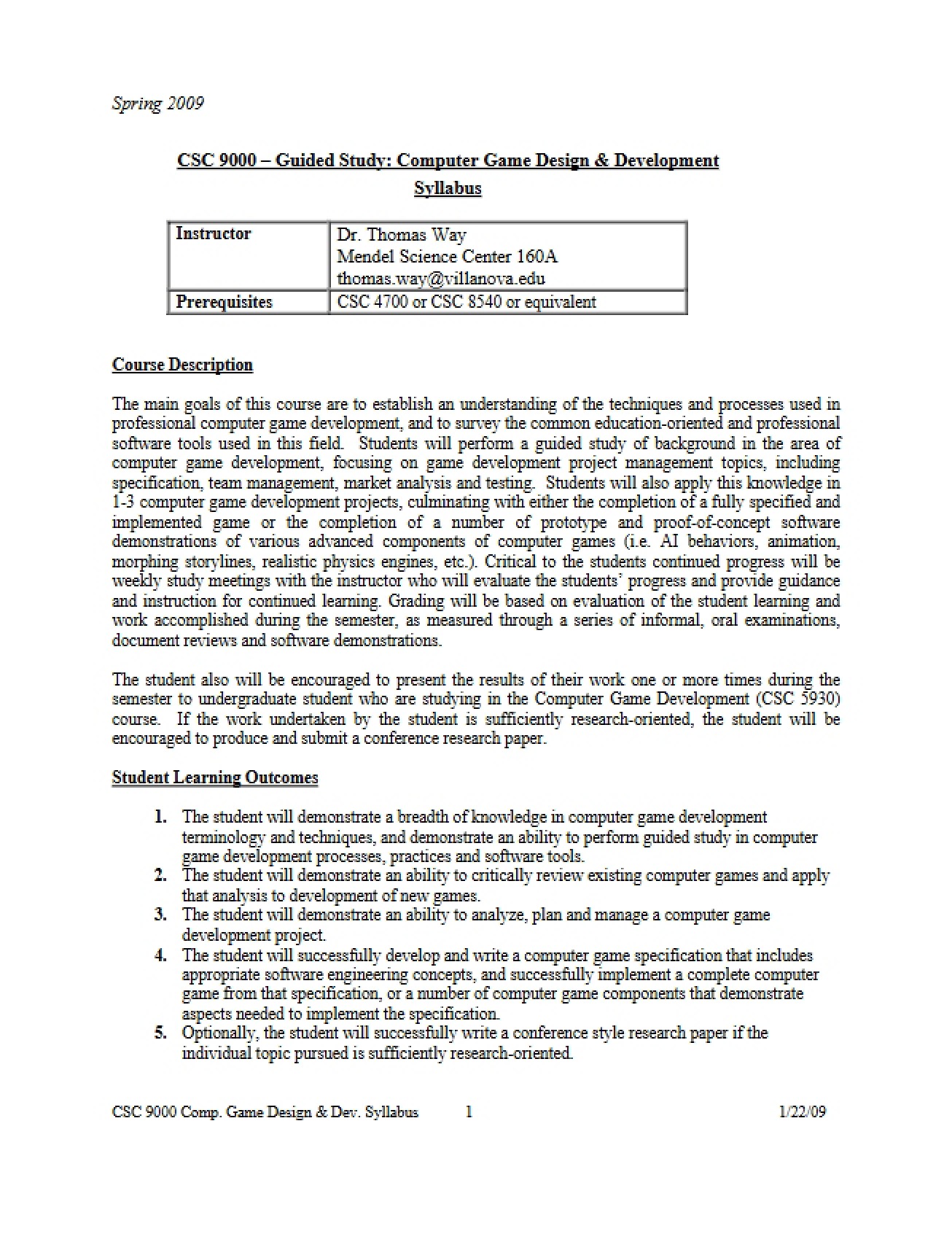 Class Syllabus