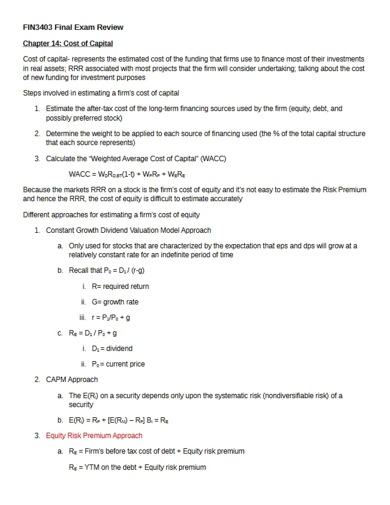 Review Session for the Final Exam
