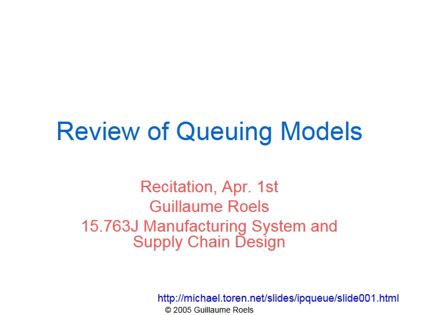 Queuing Models Overview
