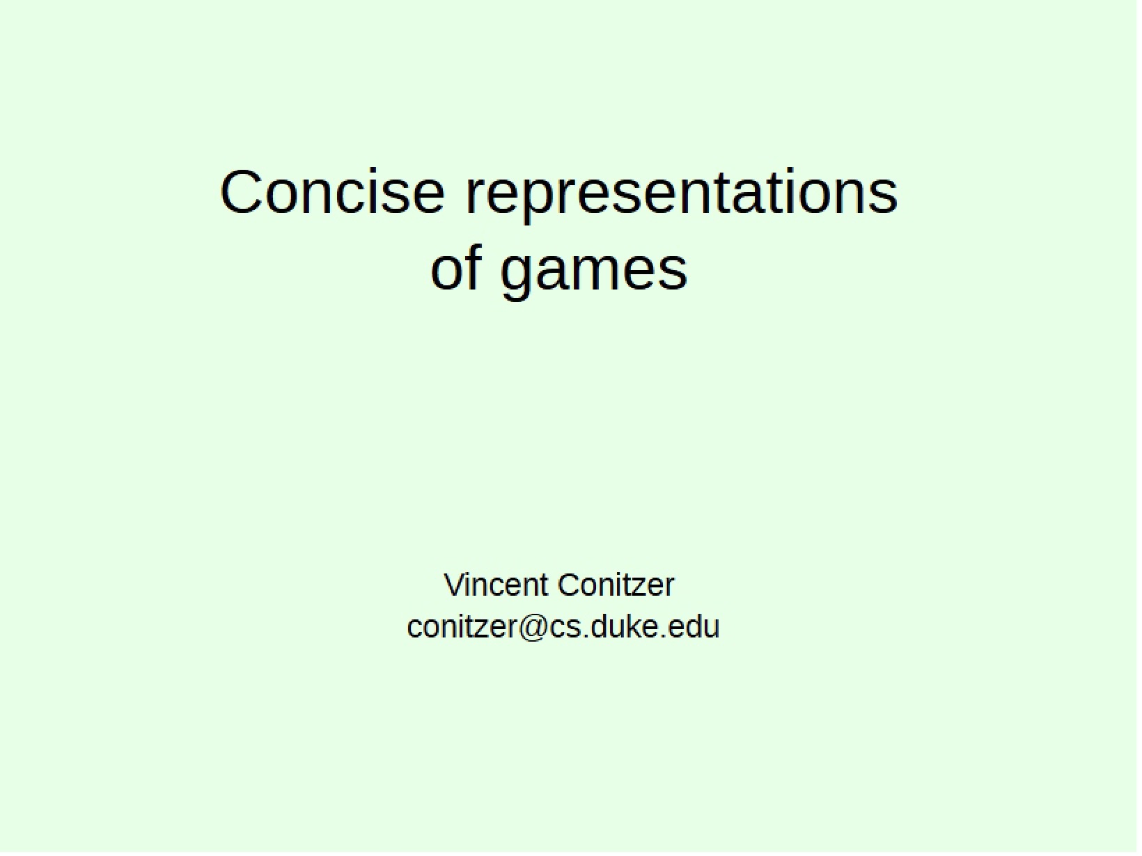 Game Representations (Concise)
