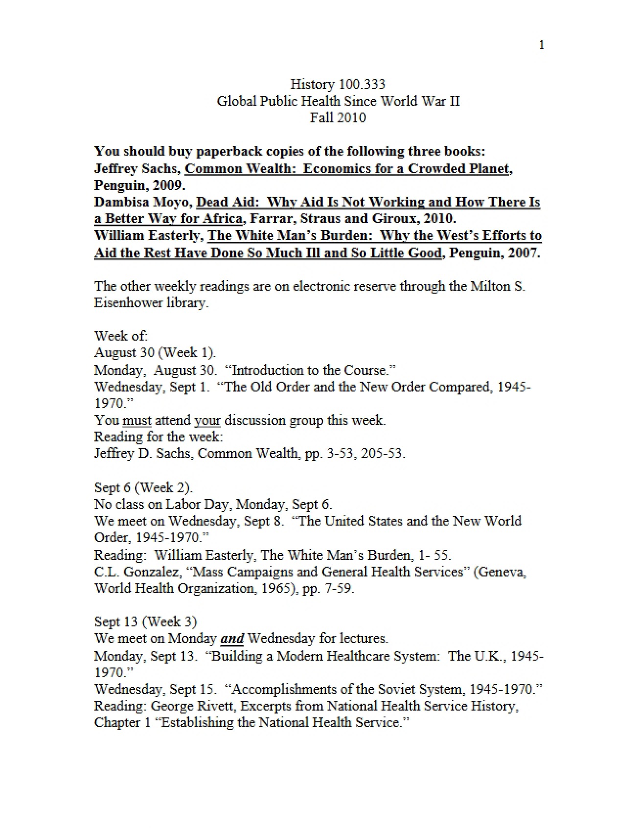 Global Public Health Chronology