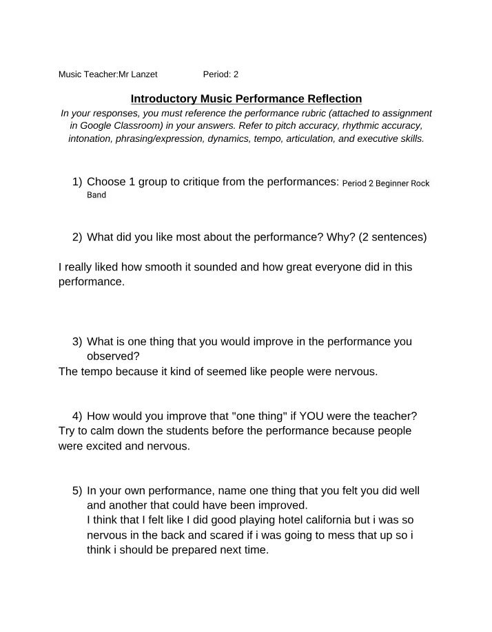 Performance Reflection for Beginner Assembly