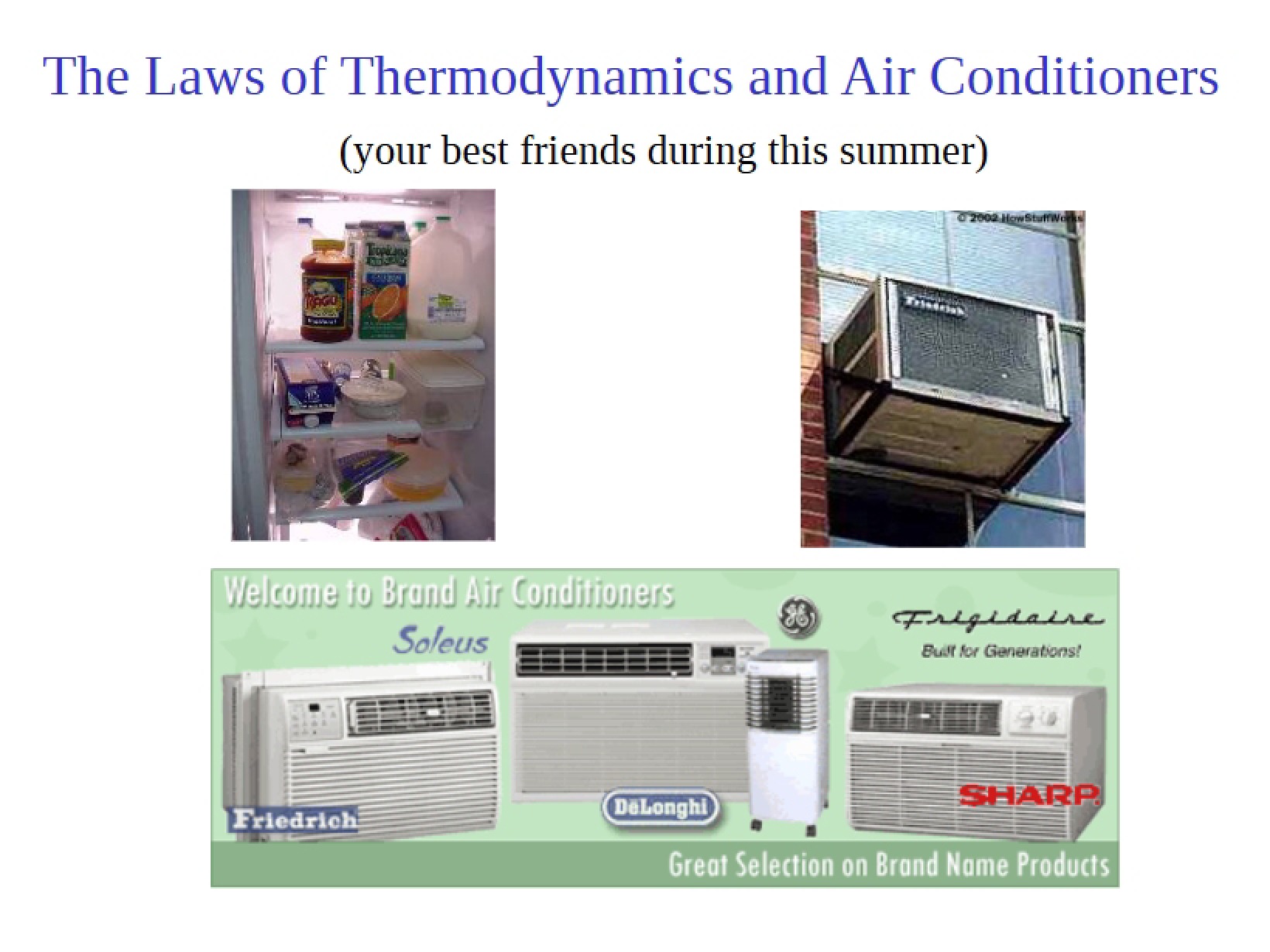 Air Conditioners and Thermodynamic Laws