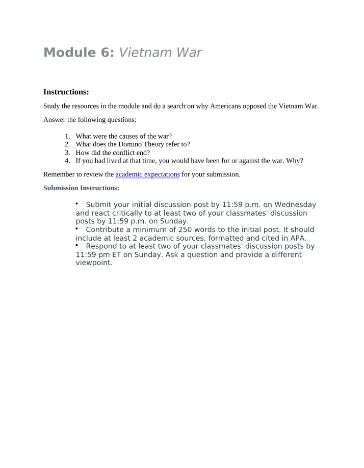 Module 6 - The Vietnam War