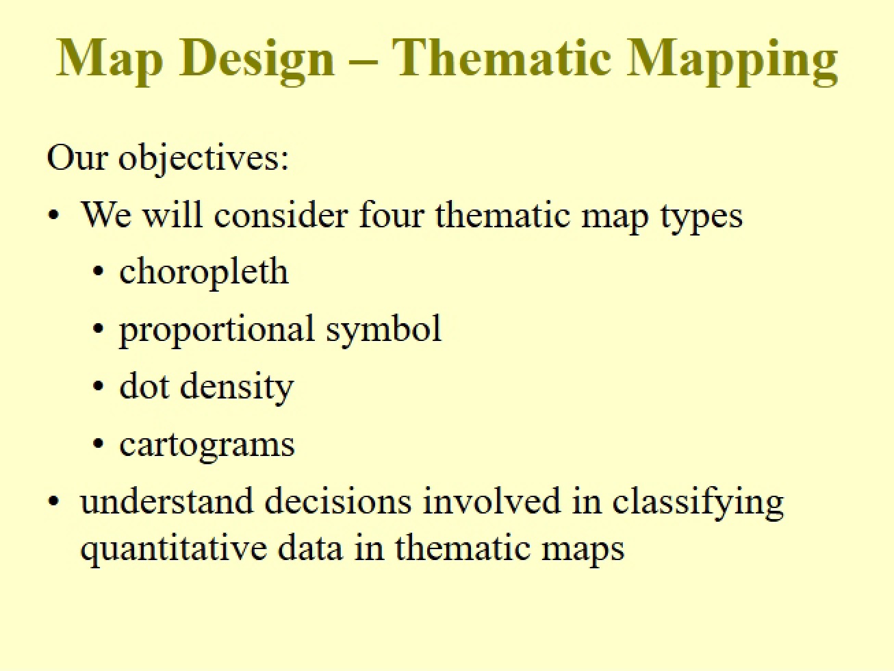 Thematic Mapping and Map Design