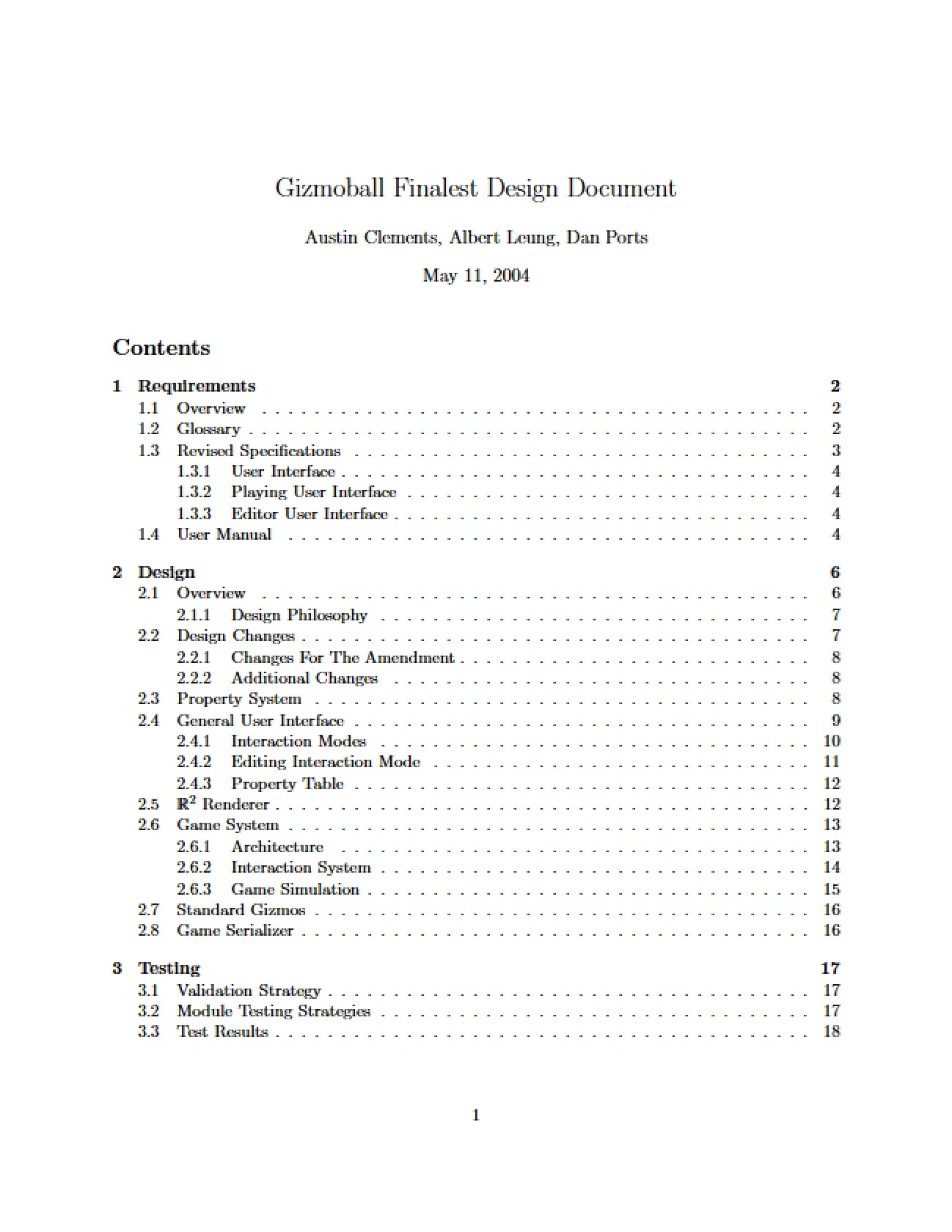 Final Design Document for Gizmoball