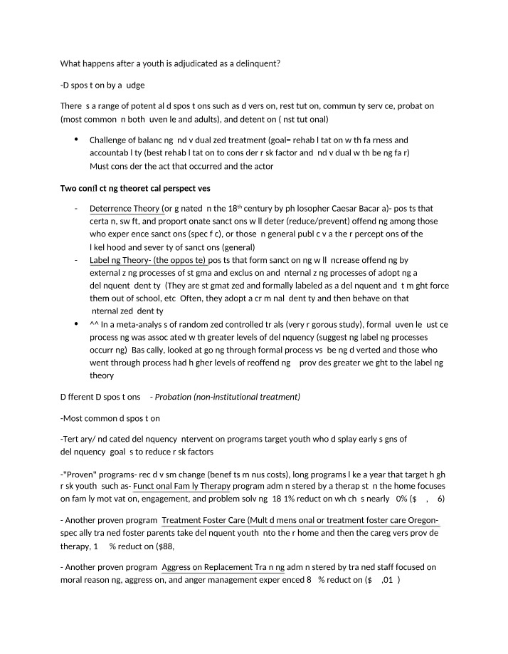 What Happens Following Juvenile Delinquency Adjudication