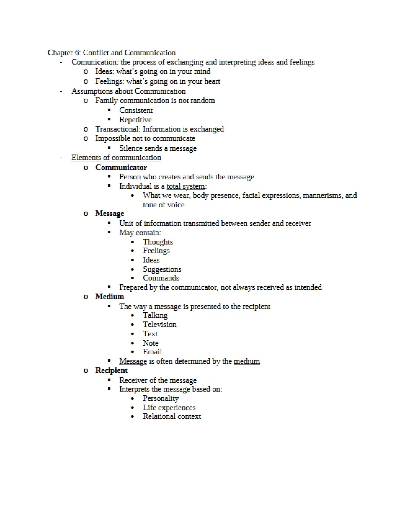 Dynamics of Conflict and Communication, Chapter Six