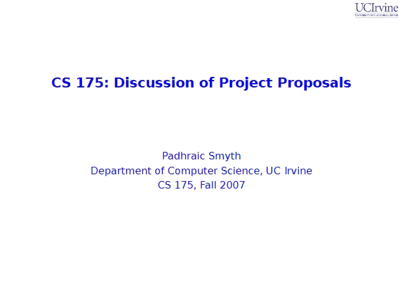 Project Proposals Discussion