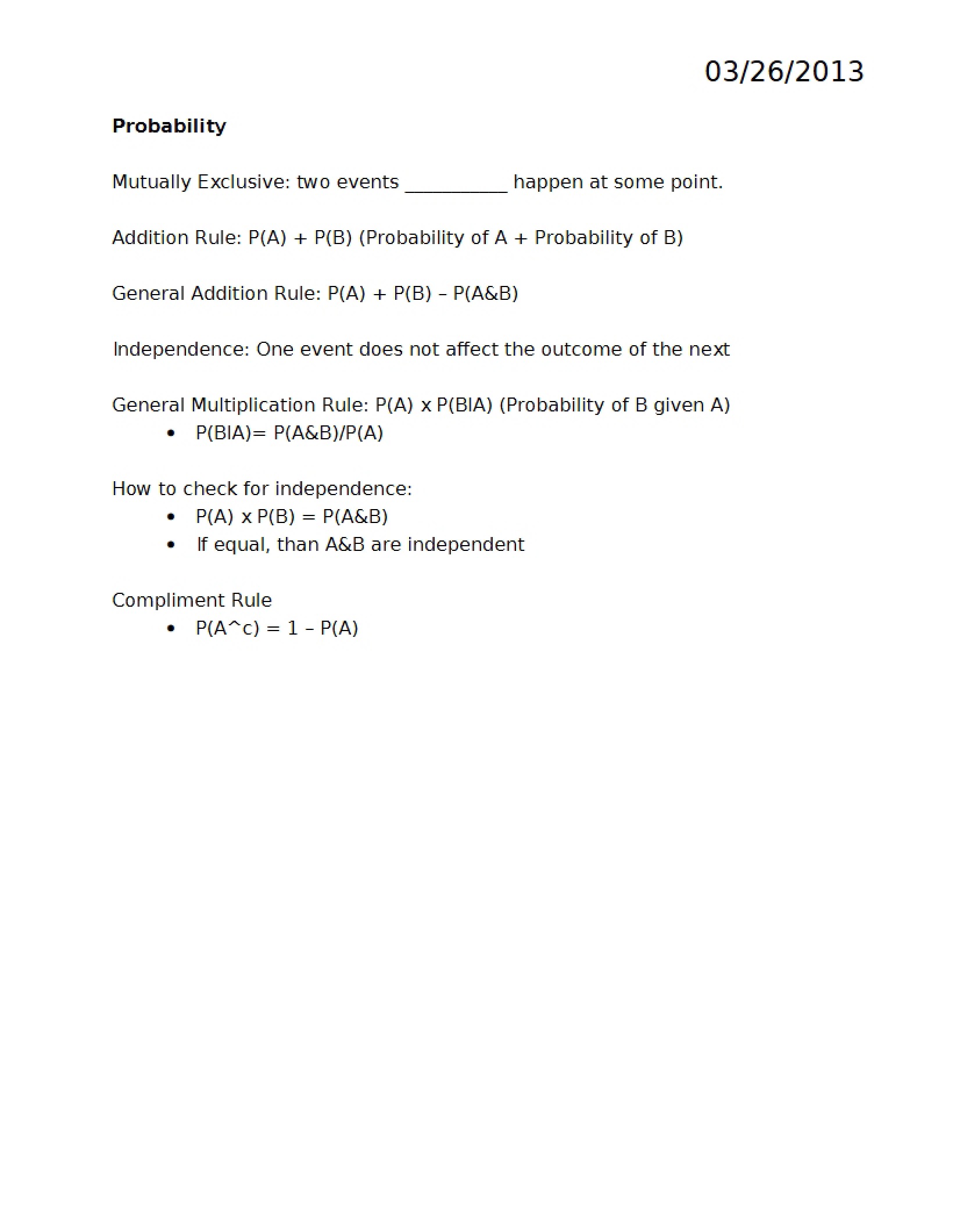 Probability in Statistics