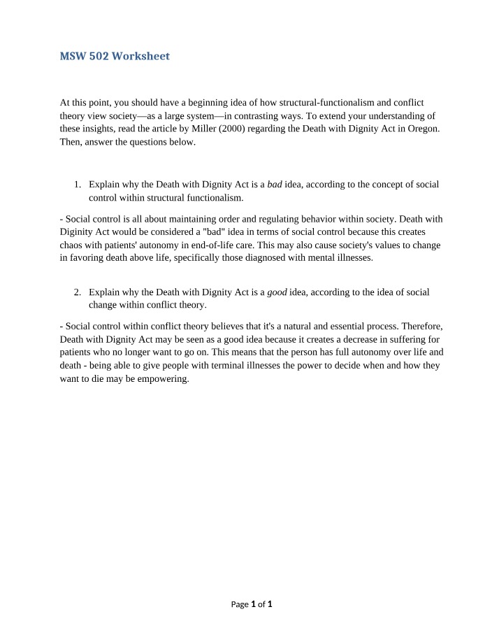 MSW 502 Worksheet A