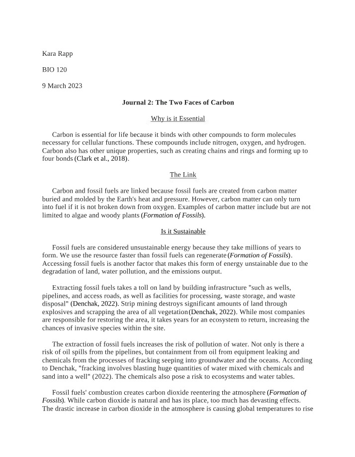 The Two Faces of Carbon - Journal 2