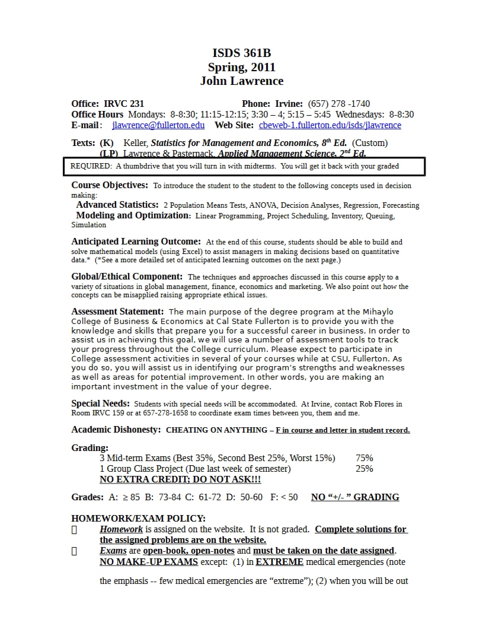 Business Analytics II Syllabus