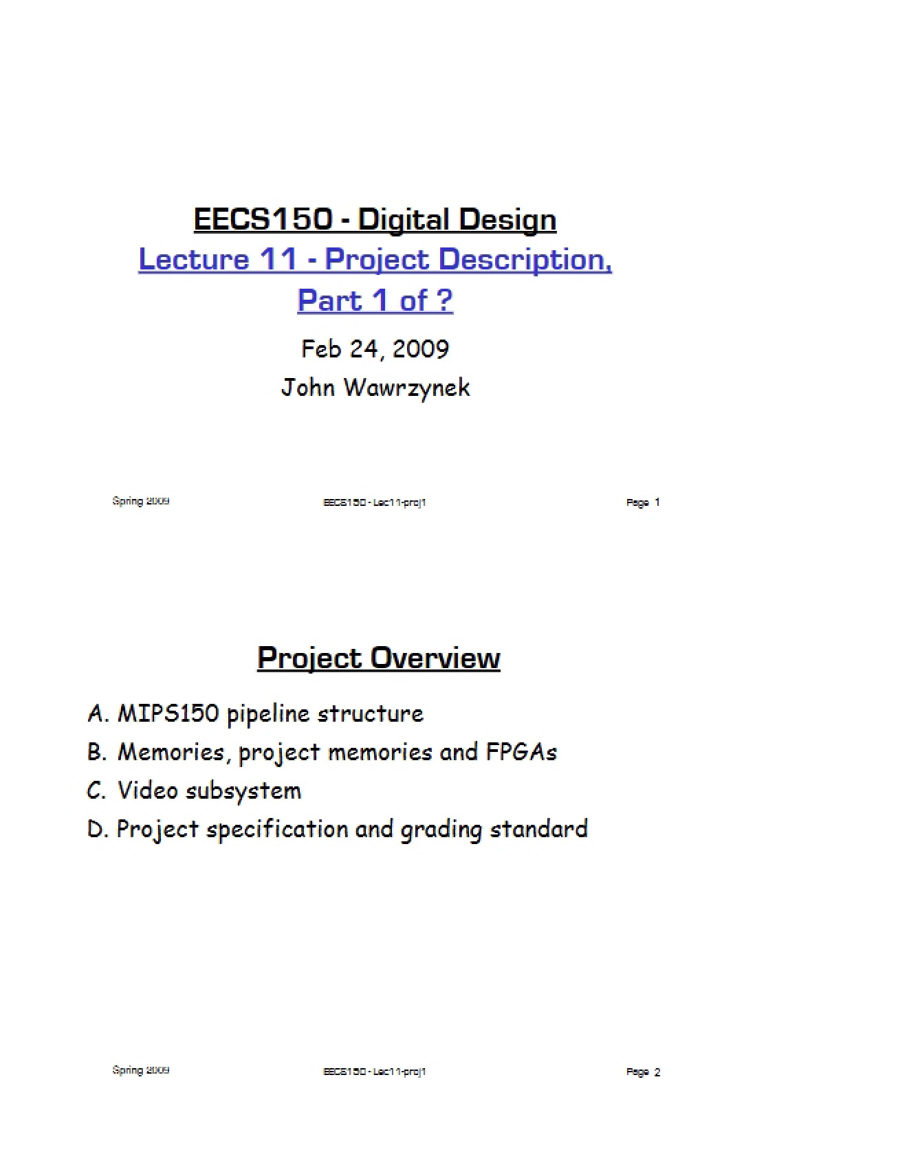 Combinational Logic Circuits III (Lecture 12)