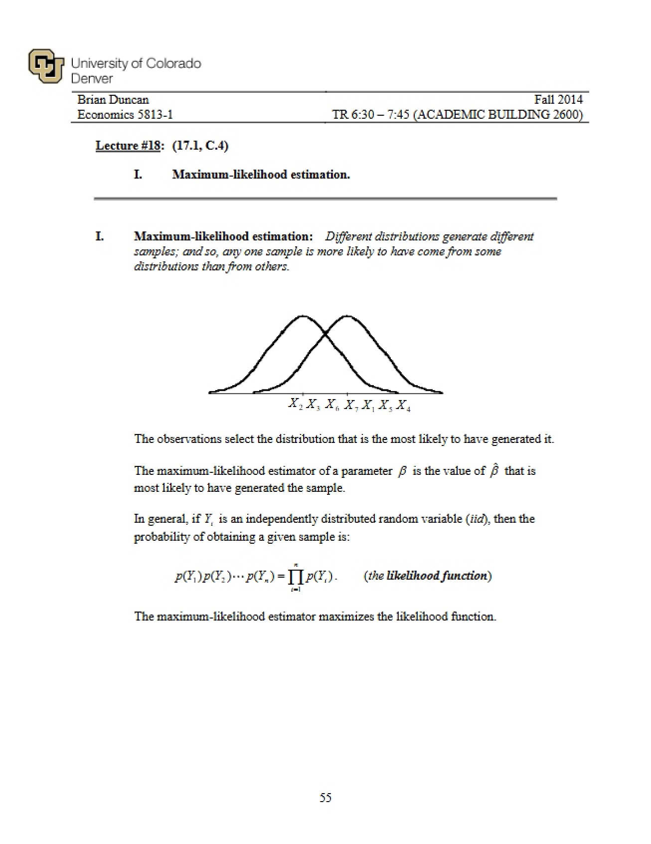 Estimation via Maximum Likelihood