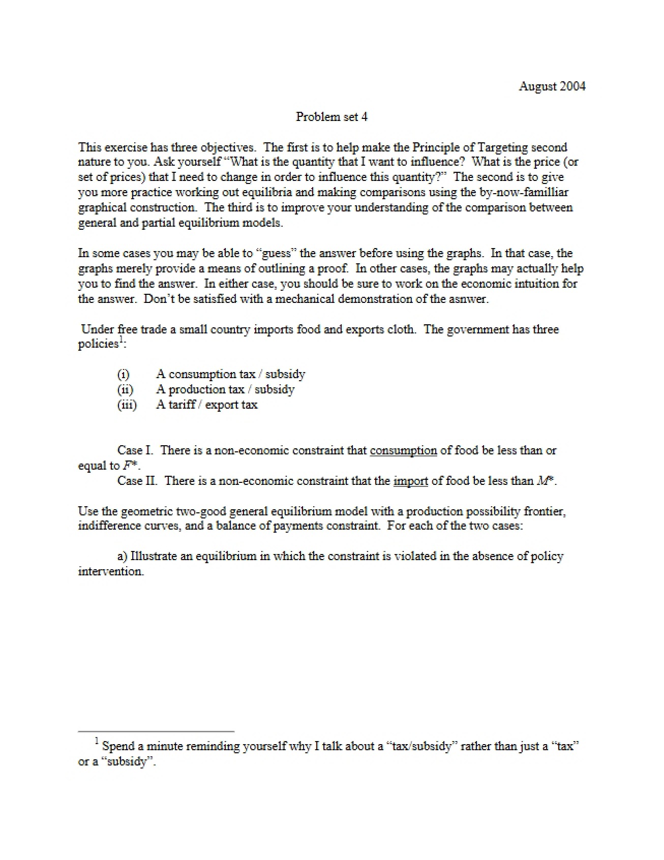 Problem Set Four Production and Regulation