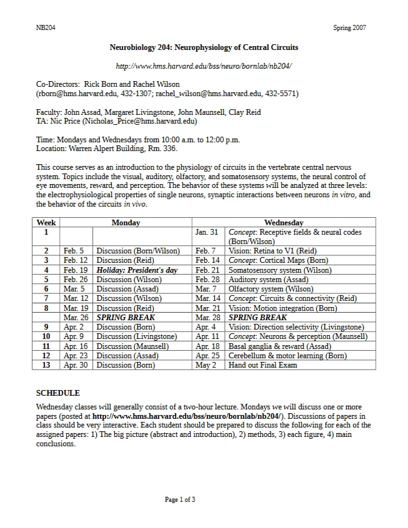 Course Syllabus and Schedule