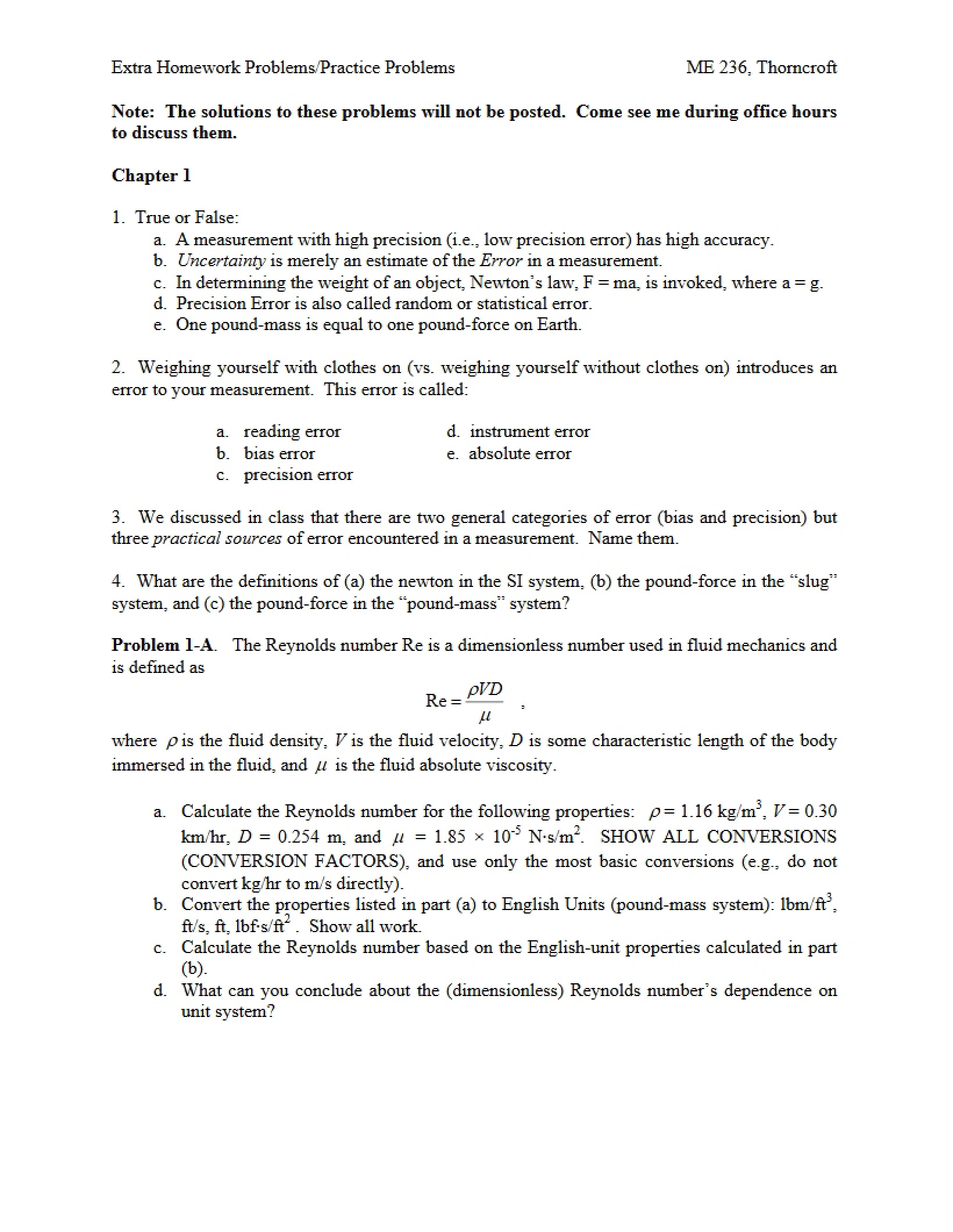 Additional Homework Problems